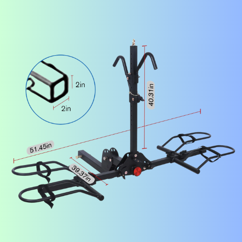 2-Bike Hitch Bike Rack, Folding Fat Tire Bike Carrier, 200 LBS, 2'' Receiver