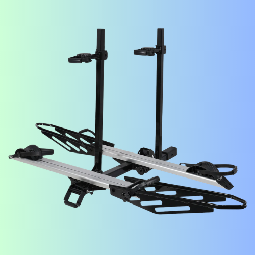 2-Bike Hitch E-Bike Rack, Easy Fold and Tilt, Silver Color