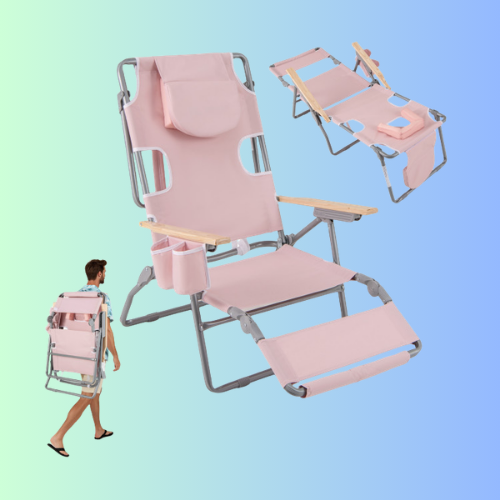 3-IN-1 Foldable Beach Chair with Footrest and Adjustable Backrest