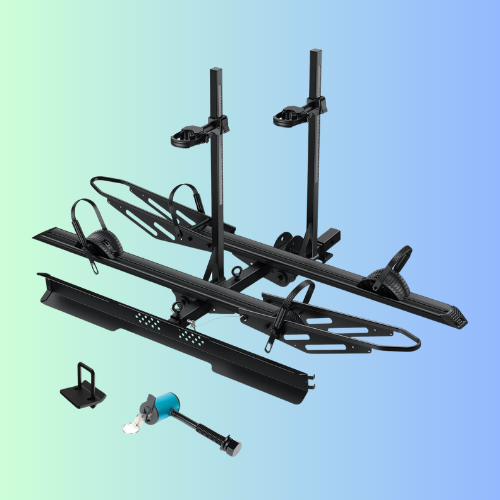 300 LB Off-Road Ultimate 2-Bike E-Bike Hitch Rack with Ramp, 150 LBS per Bike, Heavy Duty Dual Safety Lock, Fits 5" Fat Tire E-Bikes, Foldable for 2" Receiver