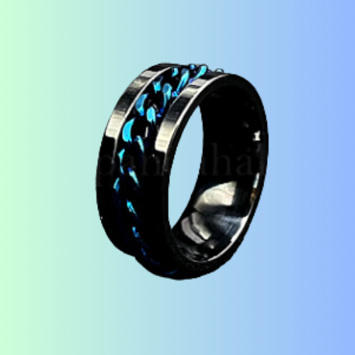 304 Stainless Steel Rotatable Chain Finger Rings for Men, Fidget Spinner Ring for Calming Worry Meditation
