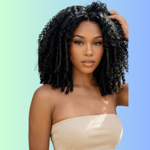 7x5 Lace 180% Density Bye Bye Slip Natural Black Afro Kinky Curly with Finger Coil Ends Drawstring Wig
