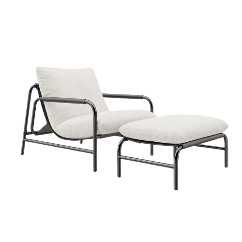 Aton Chenille Lounge Chair with Ottoman