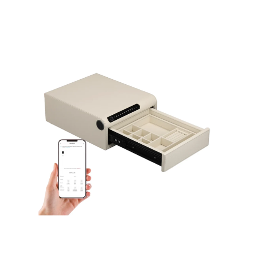 Biometric Fingerprint Jewelry Safe, Leather Finish