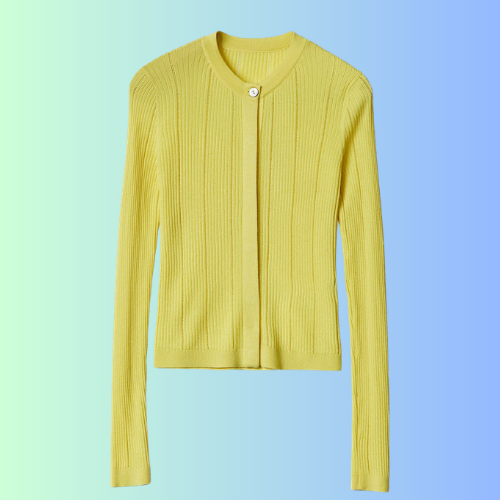 Cardigan with concealed button placket made of cashmere-silk