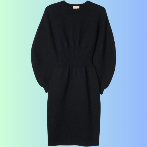 Cashmere dress with a sculptural silhouette