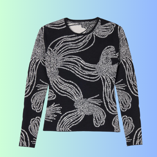 Cashmere-silk sweater with rope knot print