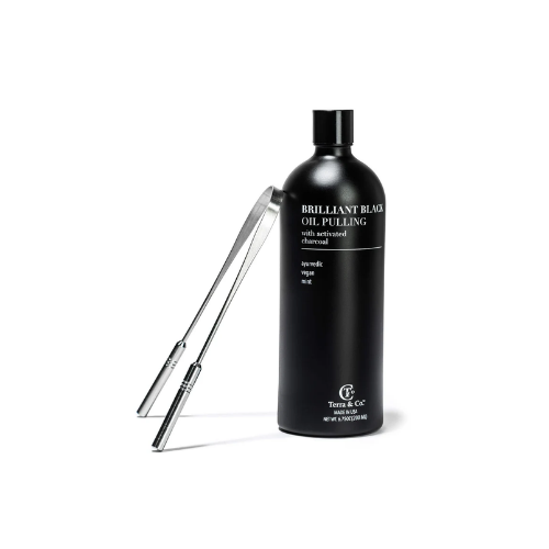 Charcoal Oil Pulling + Stainless Steel Tongue Scraper Bundle