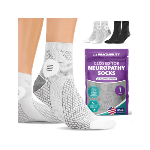 Closed-Toe Neuropathy Socks - Diabetic Socks for Women and Men, Foot Pain Relief, Circulation Support - 1 Pair