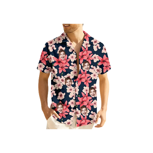 Custom Hawaiian Shirt With Face Flower All Over Print Hawaiian Beach Shirt Holiday Gift For Men