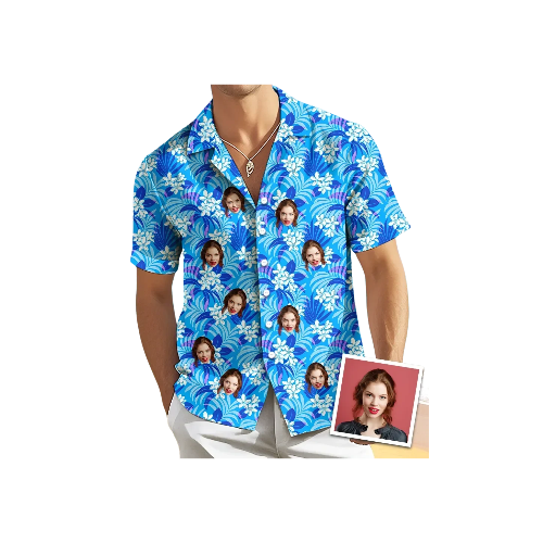 Custom Hawaiian Shirt With Face Flower Beach Shirt For Pet Lover Hawaiian Beach Shirt Holiday Gift For Men