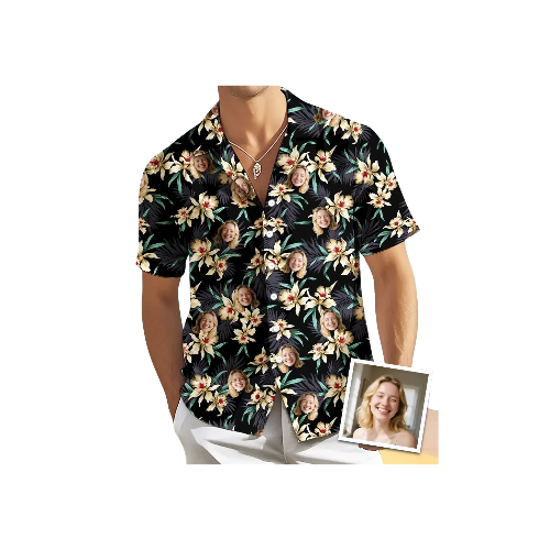 Custom Hawaiian Shirt With Face Flower Beach Shirt Hawaiian Beach Shirt Holiday Gift For Men