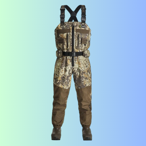 DeepWade Duck Hunting Waders for Men | Breathable Waterproof Bootfoot Zip Front Chest Waders | Durable Camouflage Nylon Hunting Bibs with Zipper