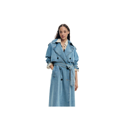 Denim Trench Coat with Belt