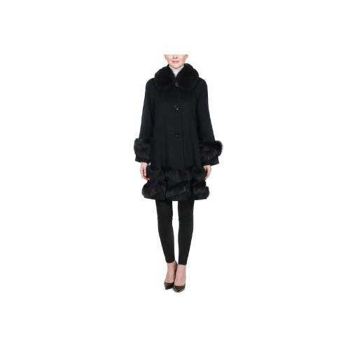 DORSET - Original Cashmere Swing Coat with Fur Trim