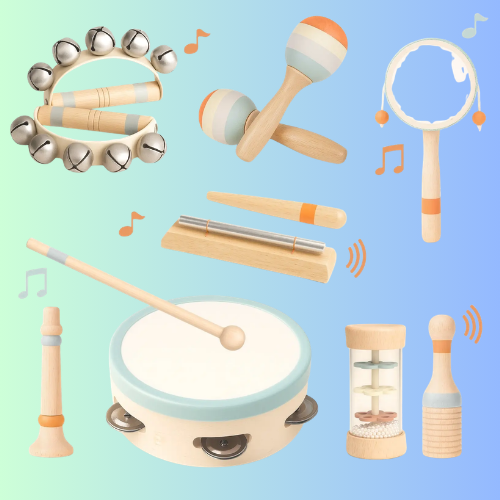 Drums & Bells - Wooden Montessori Instruments for 18M -4YS