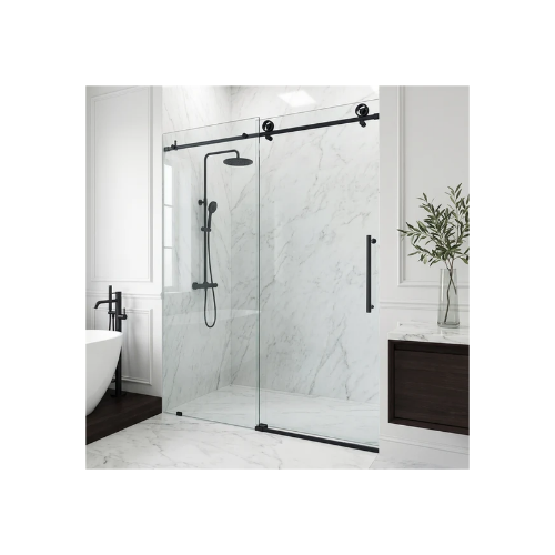 Elan Cass Aerodynamic - 48 to 52 in. W x 76 in. H Sliding Frameless Shower Door in Matte Black with 3/8 Clear Glass