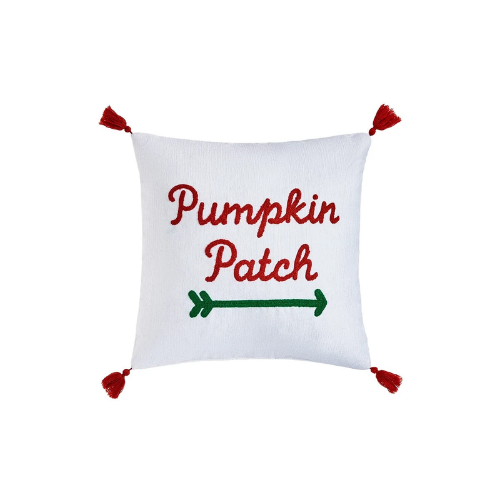 Embroidered Decorative Pumpkin Patch Pillow