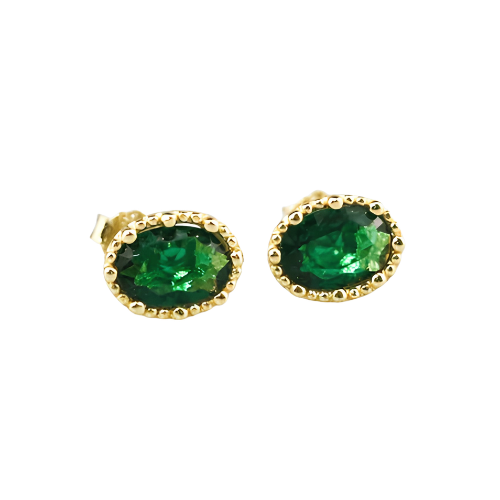 Emerald Oval Stud Earrings