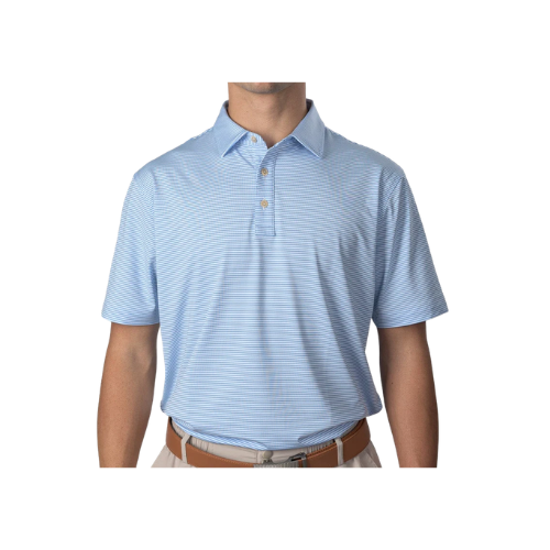 Essential Stripe White / Light Blue Polo