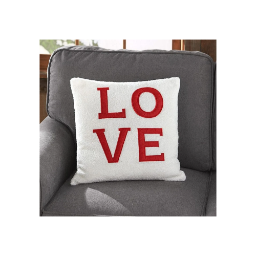 Faux Shearling Decorative Pillow with Sentiment