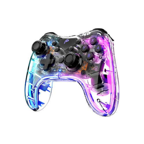 Fosmon Wireless Bluetooth Gaming Controller for Switch 2/1/Lite/OLED, Android/iOS/PC/Steam/Apple Arcade MFi Games, Pro Controller with RGB Lights (14 Color), 4 Level Vibration, 6-Axis Gyro, Turbo
