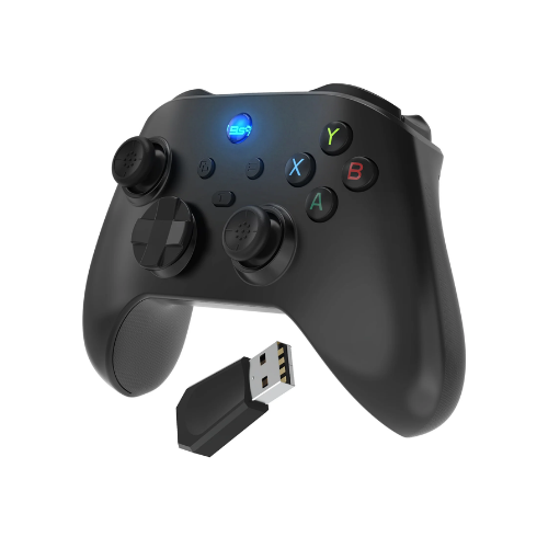 Fosmon Wireless Gaming Controller with 2.4GHz Dongle, Programmable Turbo Buttons & Vibration, PC/Switch/Android/iOS - Black
