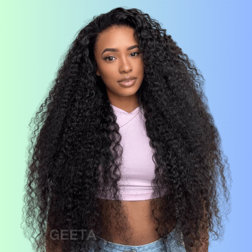Geeta Hair $179 26Inch Curly 13x4 Lace Front Wig 100% Virgin Human Hair Wigs Black Curly Hair Pre Plucked Hairline