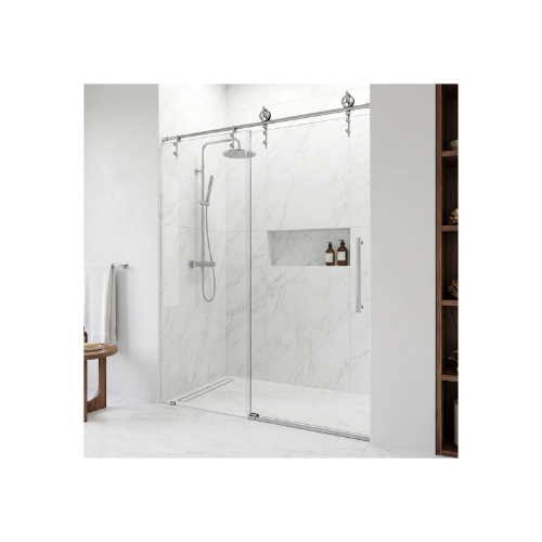 Hamilton - 56 in. to 60 in. W Aerodynamic Frameless Sliding Shower Door in Chrome with Clear Glass