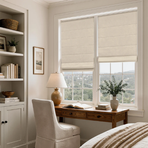 Haven Linen Blend 100% Blackout Roman Shade