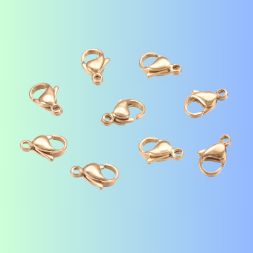Ion Plating(IP) 304 Stainless Steel Lobster Claw Clasps, Parrot Trigger Clasps, Golden, 11x7x3.5mm(STAS-P185-11-G)