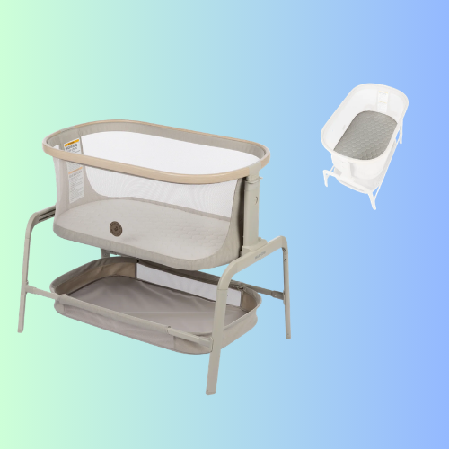 Iora Bedside Bassinet in Classic Oat with Bonus Mattress and Cover