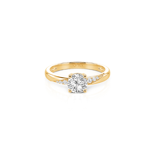 Jeulia Classic Women Gold Engagement Ring Sterling Silver