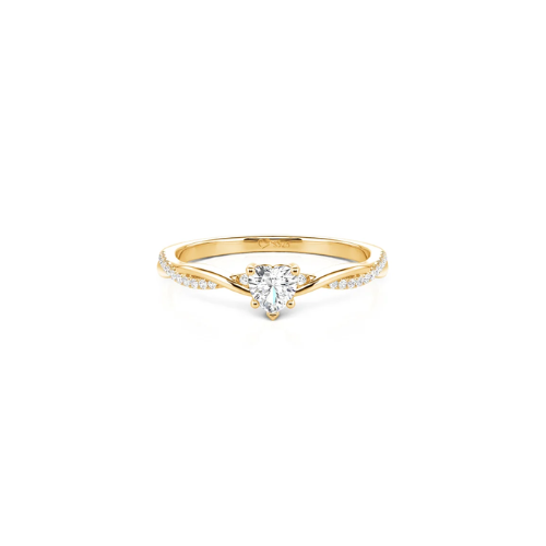 Jeulia Minimalist Twist Gold Pavé Heart Promise Ring with V-Shape Accent