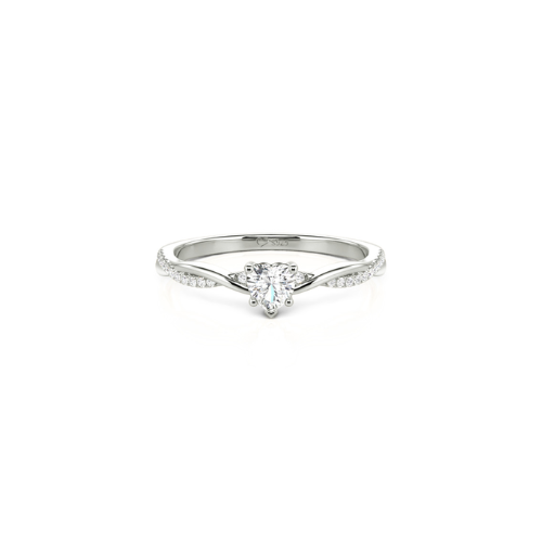 Jeulia Minimalist Twist V-Shape Pavé Heart Promise Ring