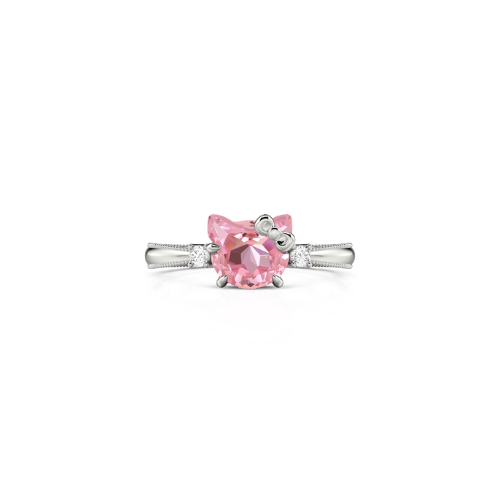 Jeulia Petland Milgrain Minimalist Pink Cat Engagement Ring