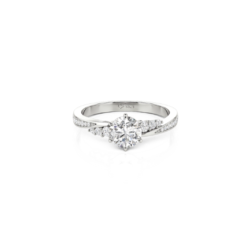 Jeulia Simple Round Cut Promise Ring Twist Design Sterling Silver