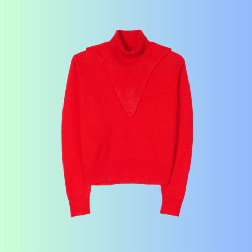 Kaschmir-Pullover mit Doppellkragen