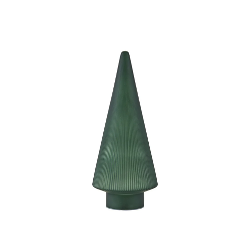 Lighted Burgundy Snowflake or Green Ribbed Glass Tabletop Tree