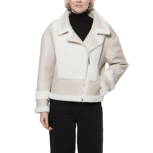 LILA - Reversible moto faux fur jacket
