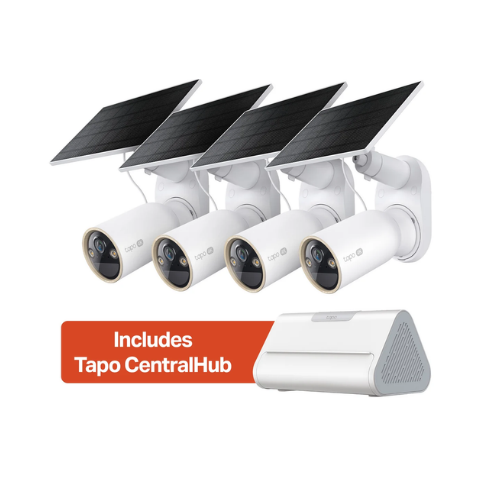 MagCam 4K Solar Outdoor Camera Smart CentralHub Bundle, Tapo C460 Kit 4-Pack + H500