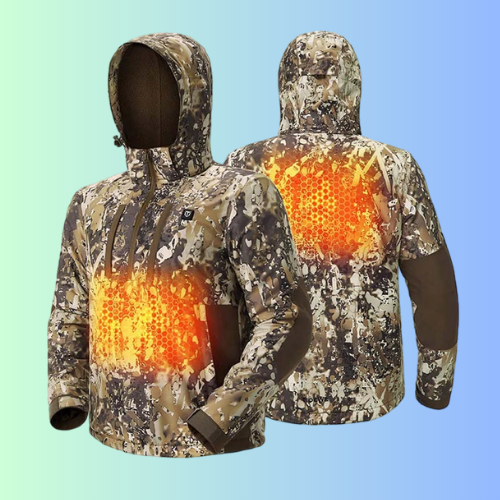 Men’s Heated Duck Hunting Jacket with Fleece Lining, Waterproof 1/2 Zip Jacket for Hunting (Veil Avayde Camo, Size S-XXXL)