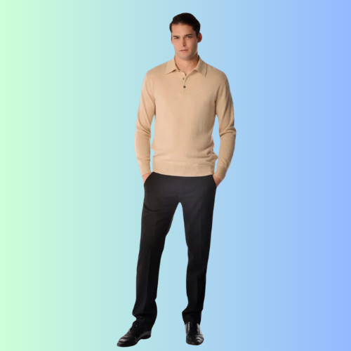 Men’s Pure Cashmere Polo Sweater