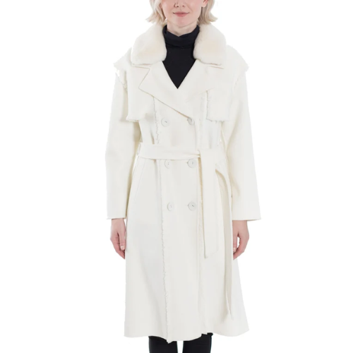 MONTVALE - Wool Coat with Faux Fur Trim Collar