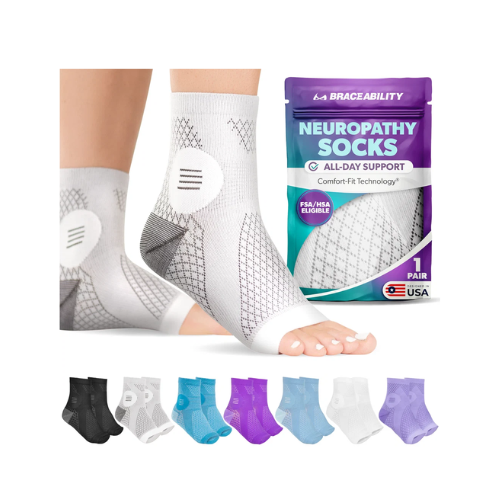 Neuropathy Socks | Compression Toeless Foot Pain Relief Sleeves for Diabetics and Peripheral Treatment (Pair)