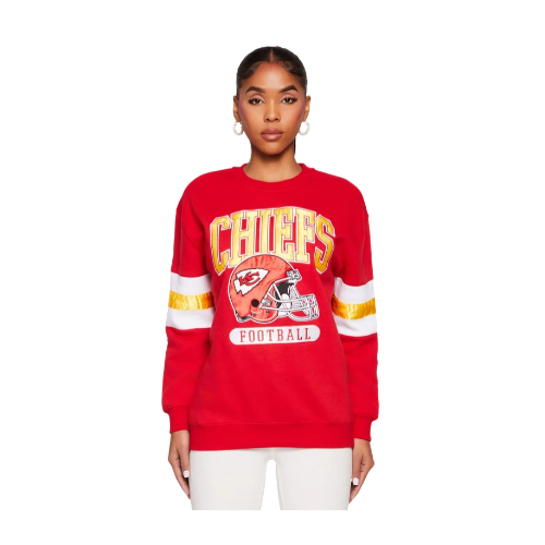 NFL Chiefs Embroidered Crew Neck Sweatshirt - red