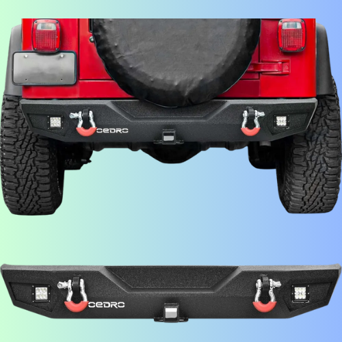 OEDRO Rear Bumper Compatible for 1987-2006 Jeep Wrangler TJ & LJ & YJ,Rock Crawler