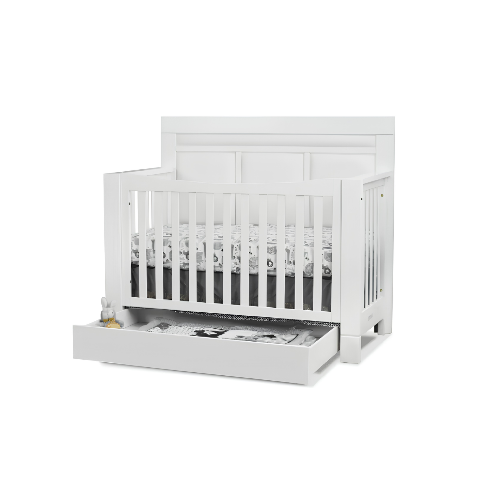 Orbelle Crystal Full Size Convertible Baby Crib with Trundle White or White Gray Nursery Bed