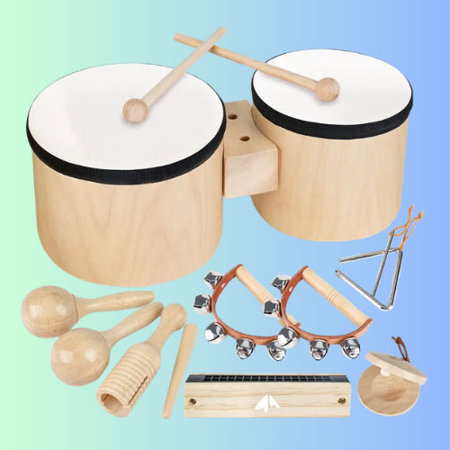 Premium Wooden Kids Drum Set Montessori Musical Toys for Toddlers