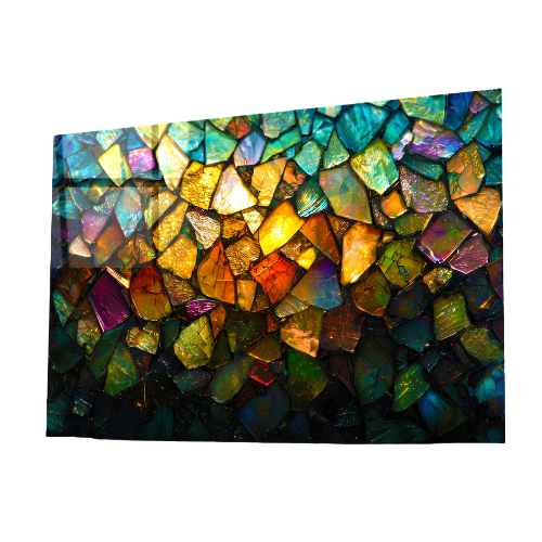 Prismatic Mosaic Glass Wall Art – Colorful Abstract Glass Decor